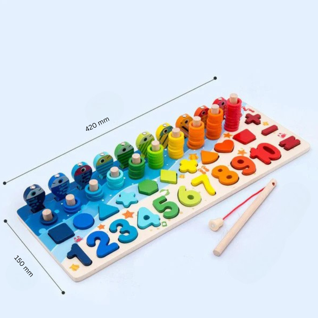 Tabloo - Kleuren, vormen, cijfers - Montessori houten speelbord