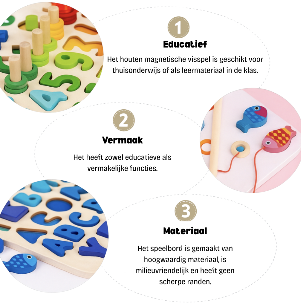 Tabloo - Kleuren, vormen, cijfers - Montessori houten speelbord