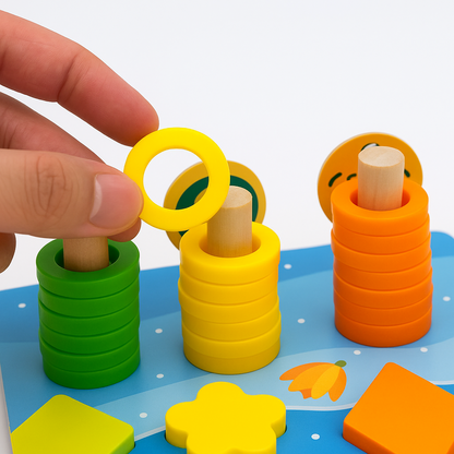 Tabloo - Kleuren, vormen, cijfers - Montessori houten speelbord